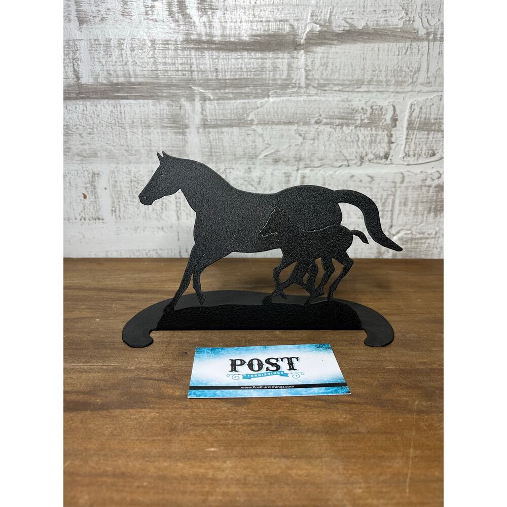 Mare & Foal Black Metal Candle Holder